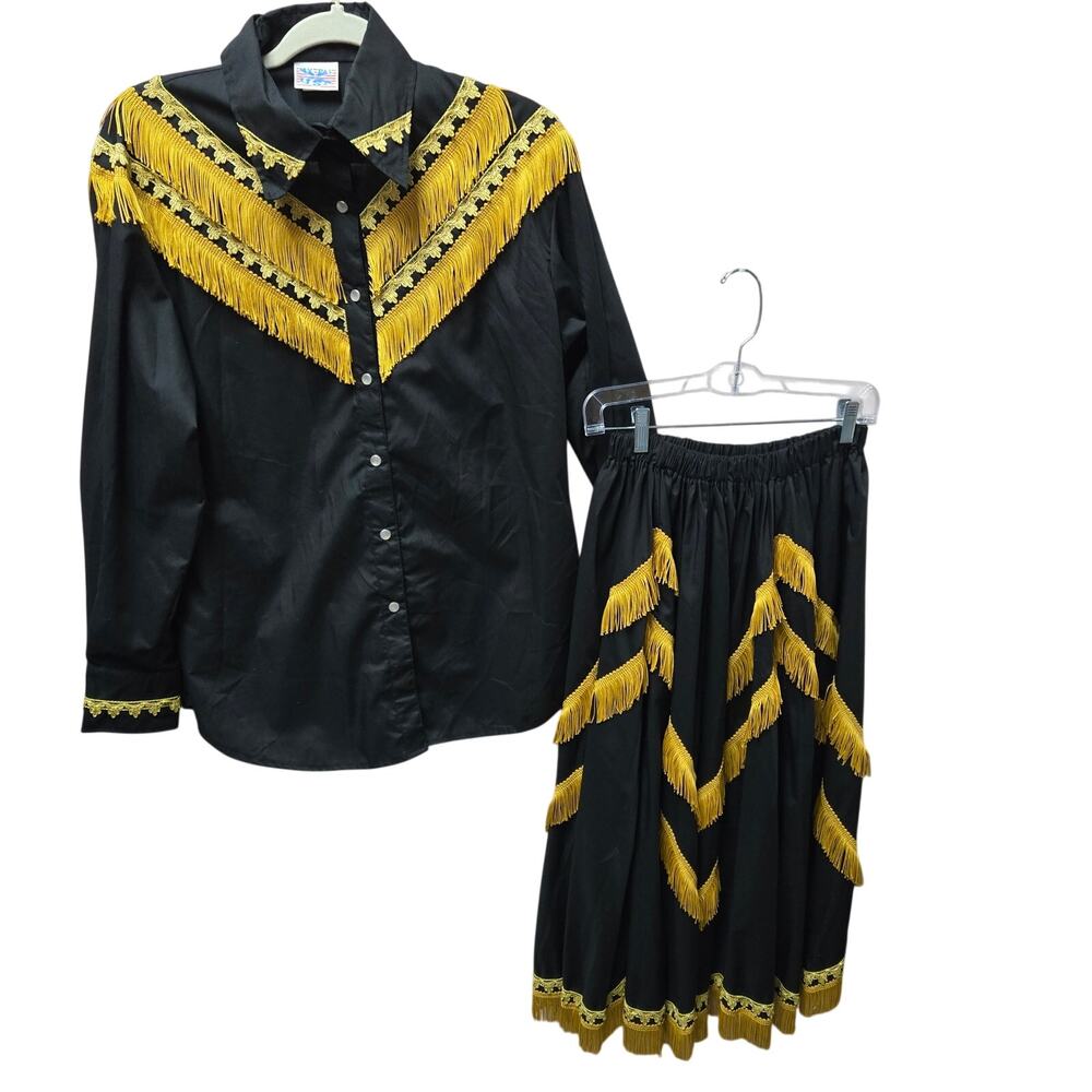 My Pal USA Vintage Western Fringe Skirt Set Womens M Rodeo Stagewea